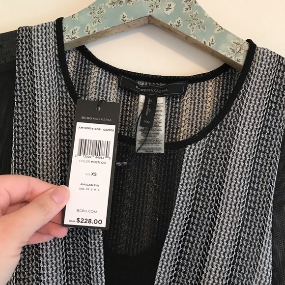 BCBG MaxAzria | Asymmetrical Striped A-Line Dress - Picture 5 of 7